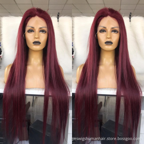 Wholesale Raw Peruvian Virgin Human Hair 99J 27 30 Colorful Hd Full Lace Front Wig Yeswigs Lace Frontal Closure Wig Human Hair